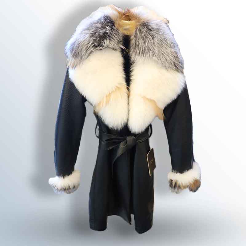 Leather Jacket with Fox Fur