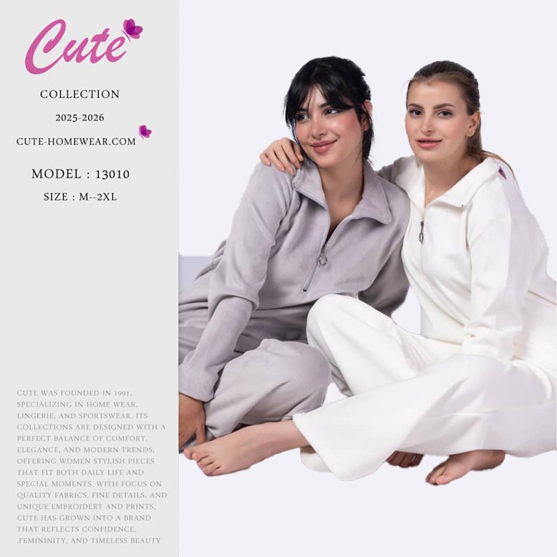 Fleece Quarter-Zip Collar Pajama Set