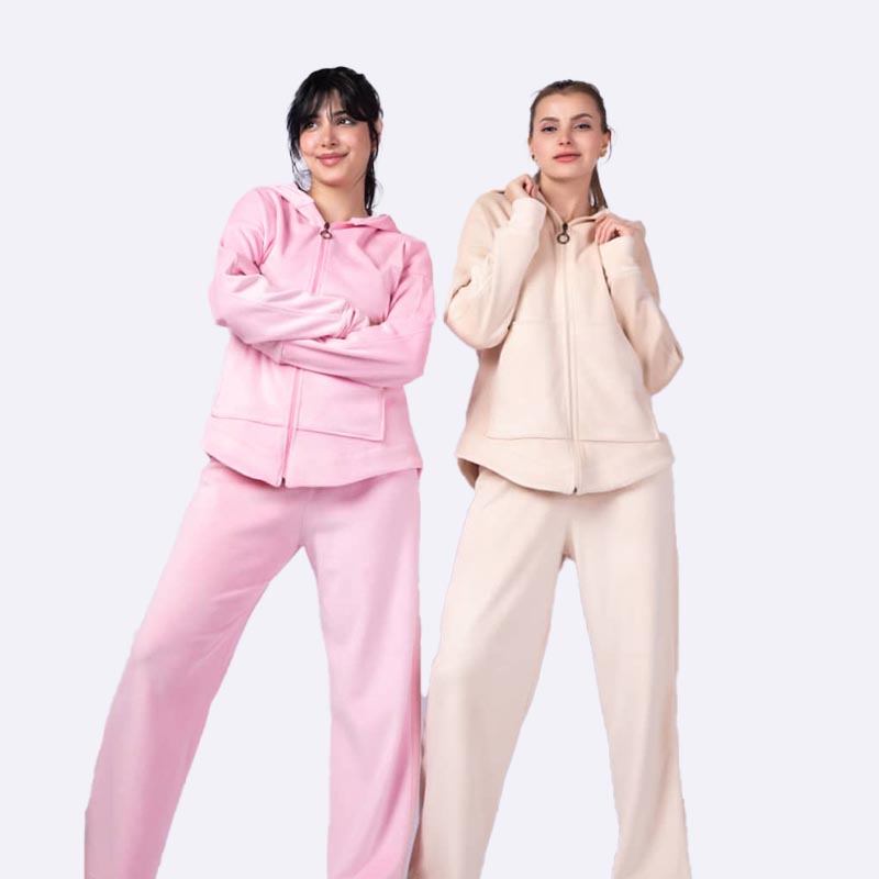 Fleece Full-Zip Hoodie Wide-Leg Pajama Set