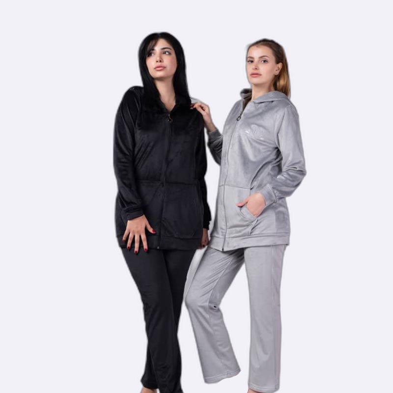 Velvet Lounge Set with Hooded Zip-Up