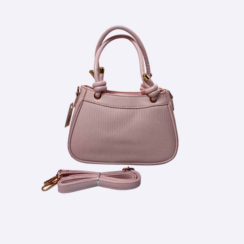 Pink Handbag with Knotted Handles