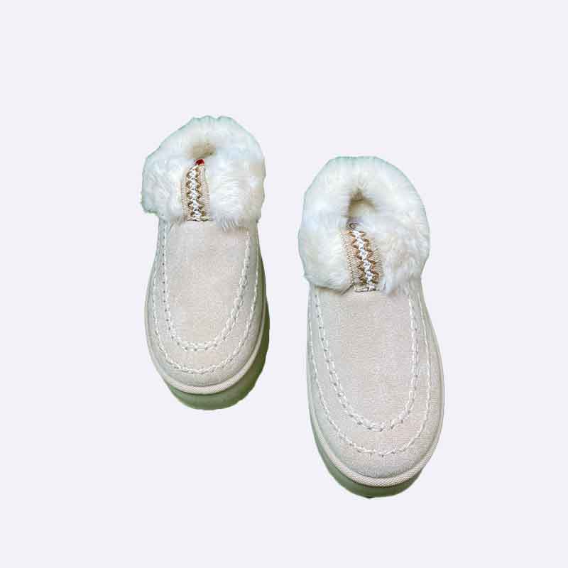 Cozy Fur Trim Platform Loafers