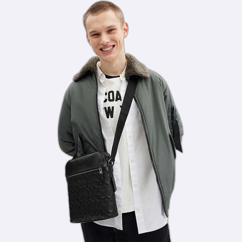 Coach Embossed Leather Messenger Bag