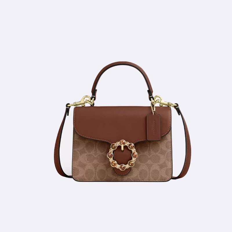 Coach Georgie Jacquard & Leather Top Handle Bag