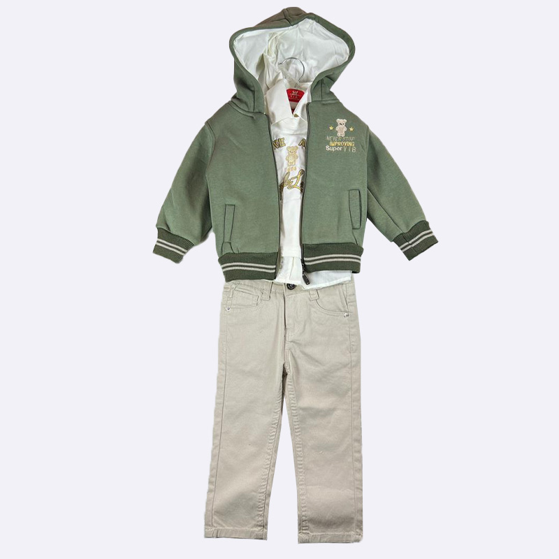Toddler Boy's Olive Green Outfit Set - 4 Piece