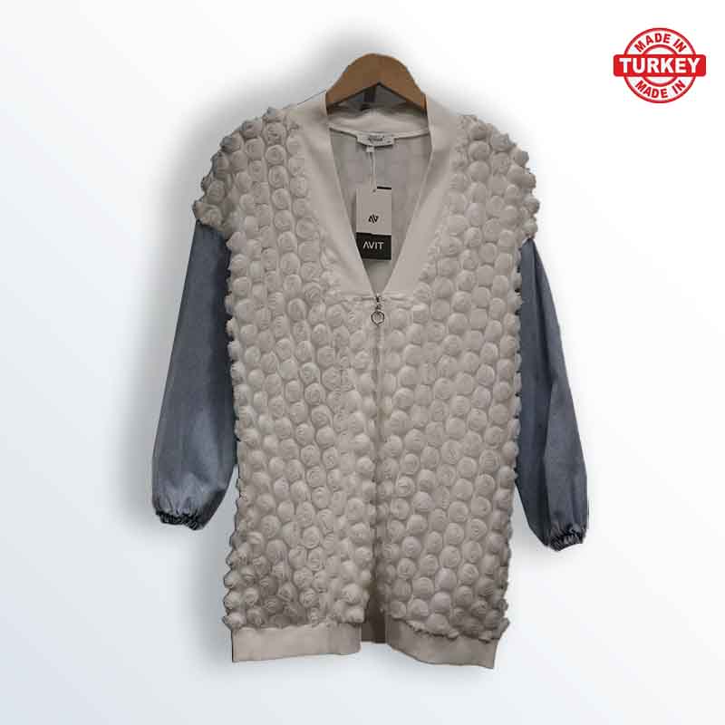 Women's Turkish pink sports jacket with jeans sleeves