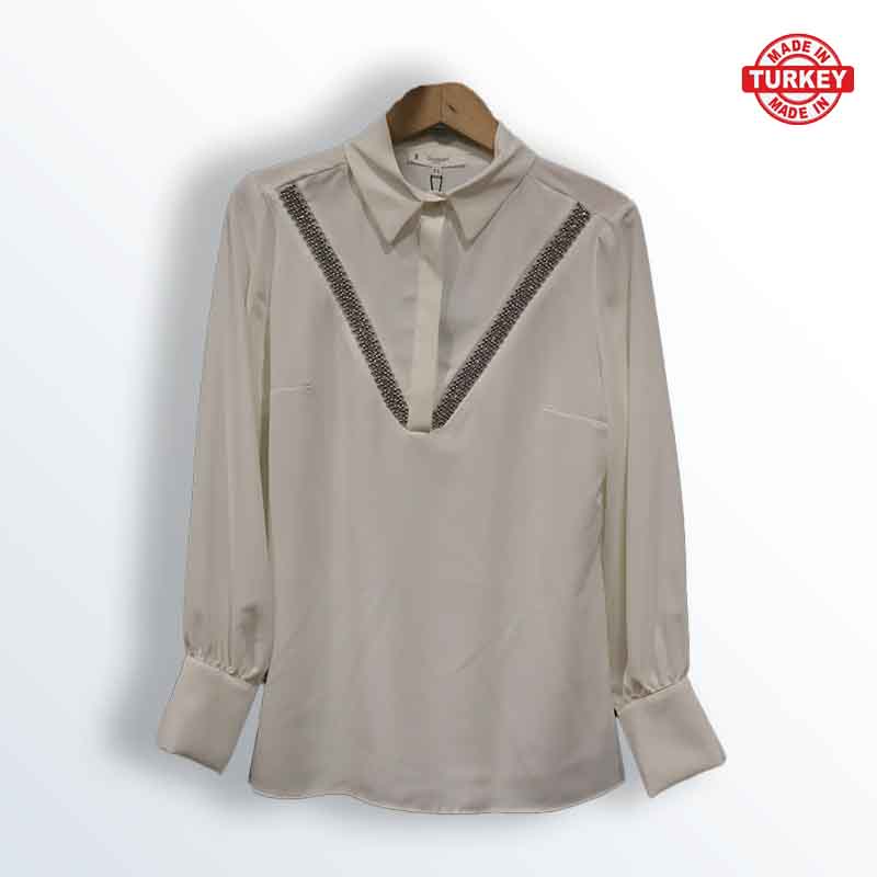 Turkish V-neck sugar crystal blouse