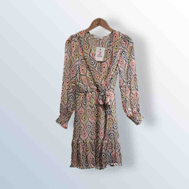 Women's V-neck floral dress with long sleeves