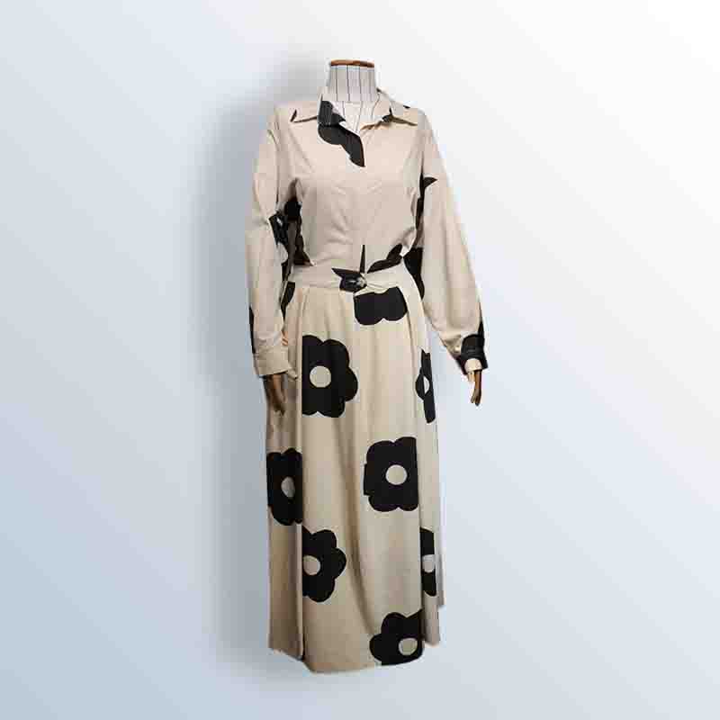 Women's V-neck floral dress with belt