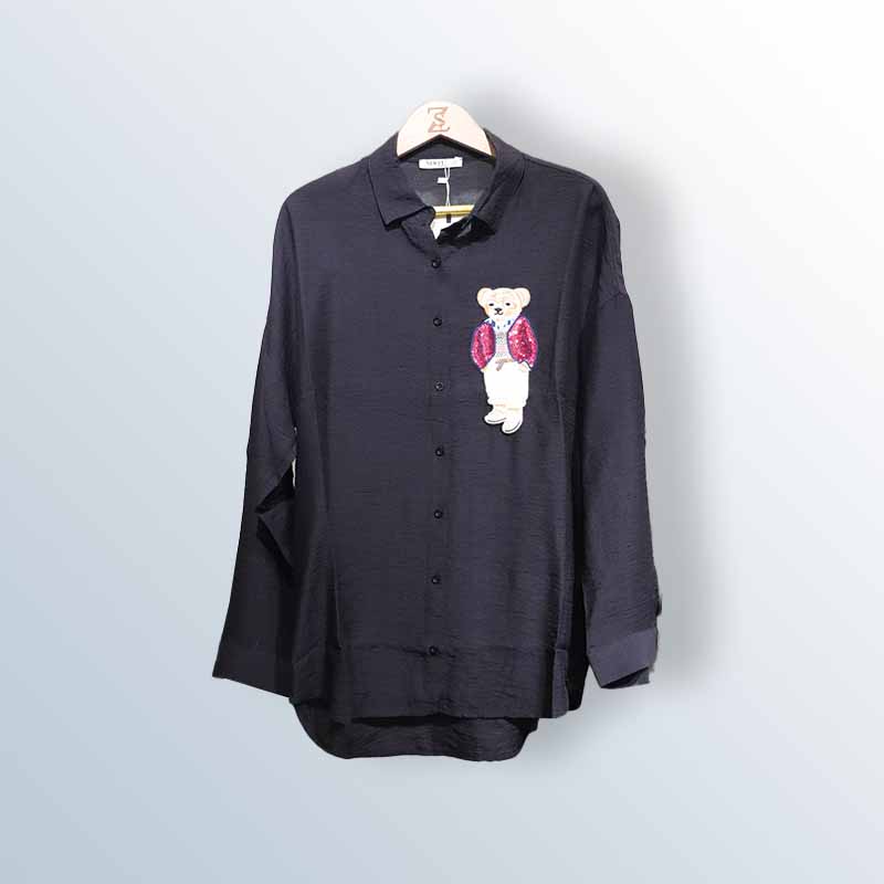 Embroidered teddy bear blouse