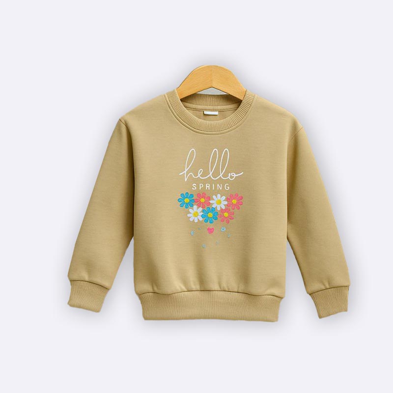 Girls "Hello Spring" Printed Sweatshirt