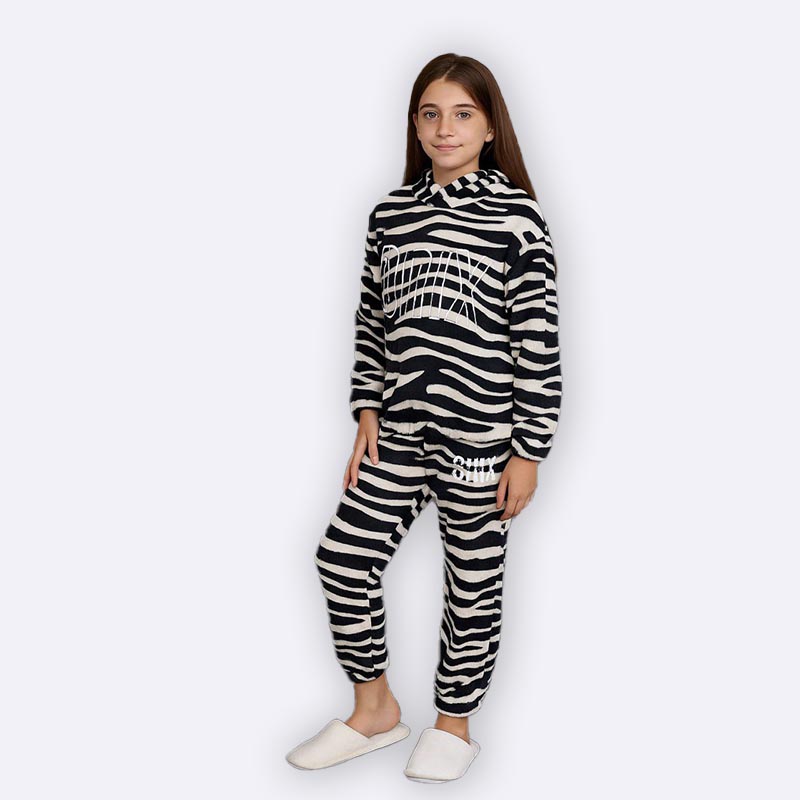 Girls Zebra Fleece Set
