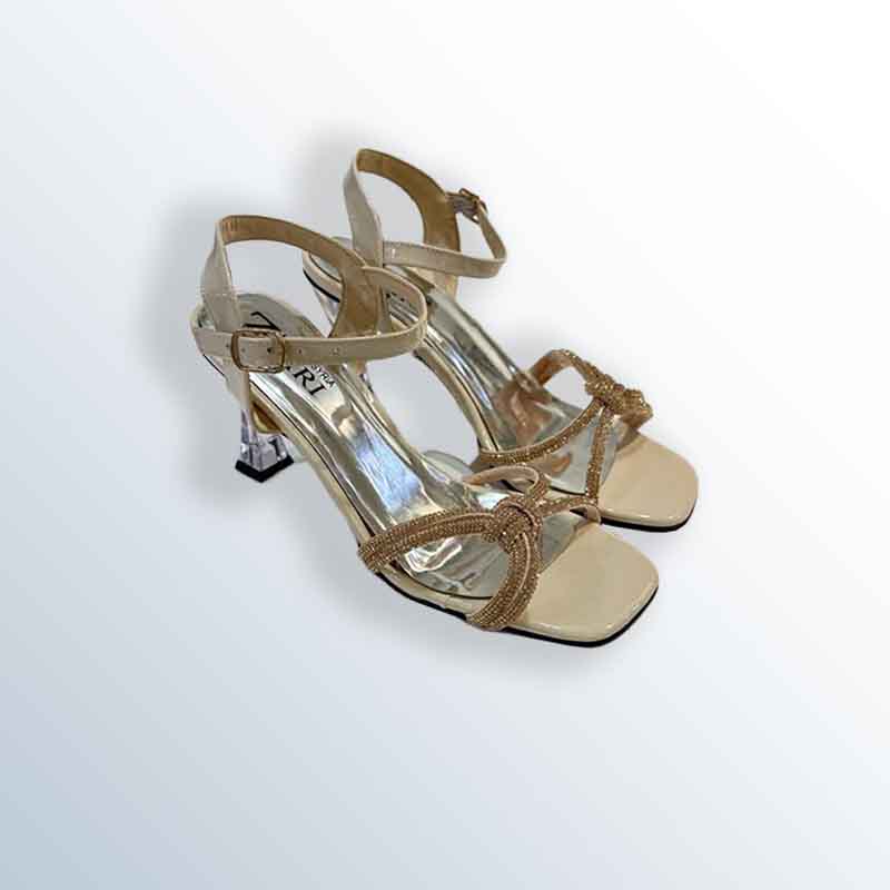 Glamorous Evening Sandal with Crystal Embellishments and Transparent Heel