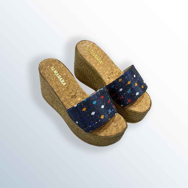 Casual Slip-On Sandal with Natural Cork and Vibrant Colorful Details