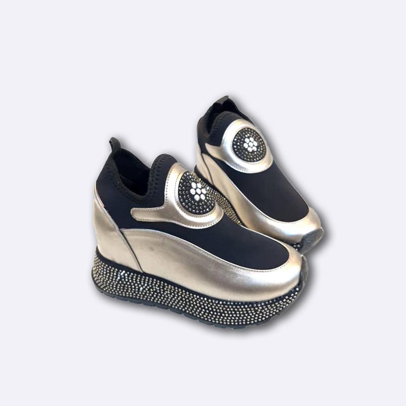 Women's Metallic Rhinestone Platform Sneakers