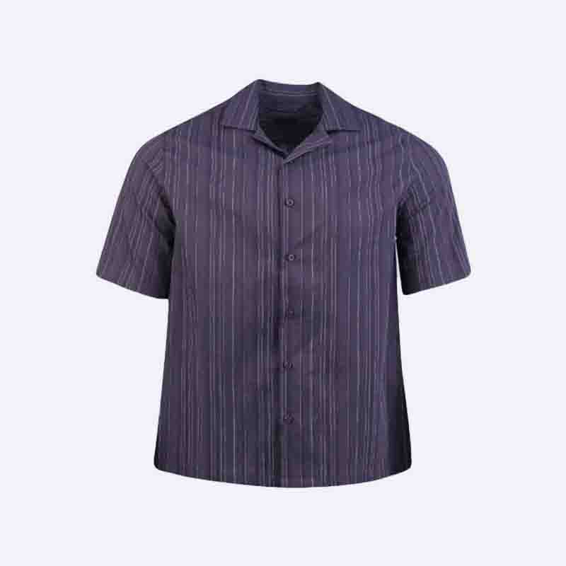 Breathable Men's Button-Up Shirt - Vertical Stripe Pattern