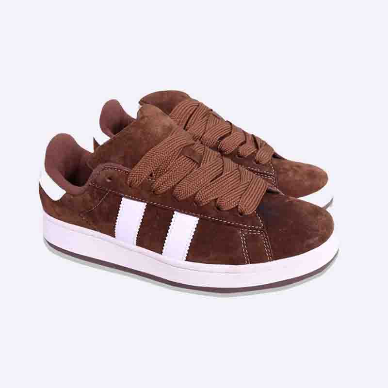 Suede sneakers with white stripes