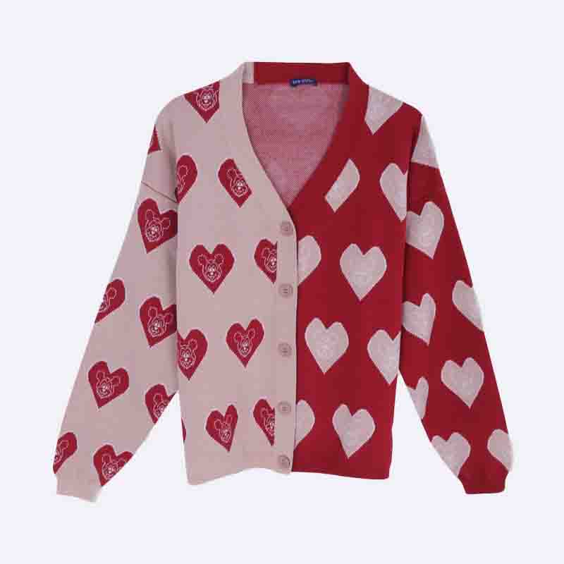 Women's Heart-Patterned Knit Cardigan