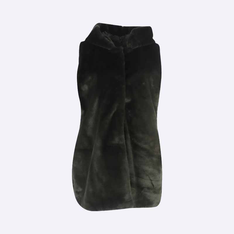 Women's Sleeveless Hooded Vest - Plush Fabric