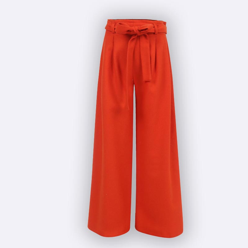 Girls' Wide Leg Wool Blend Belted Trousers