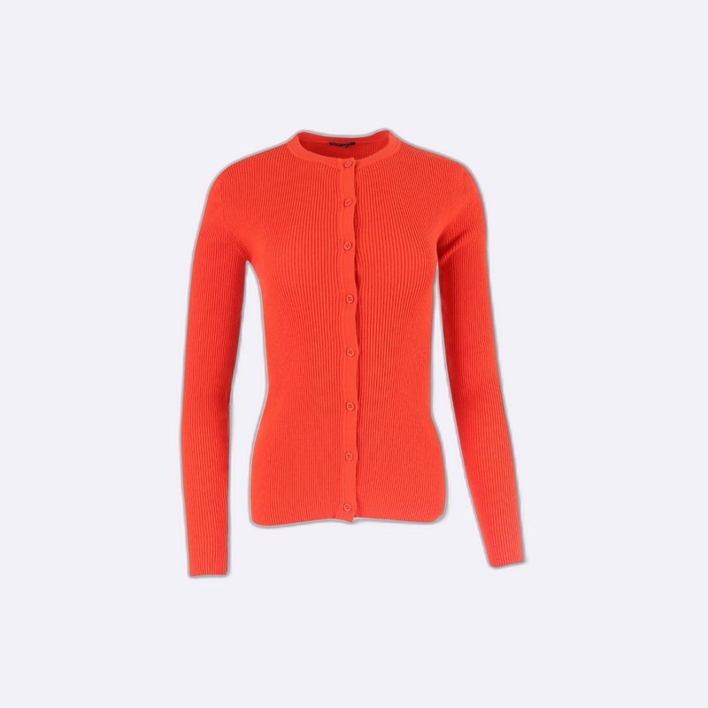 Women's knitted cardigan with a round neck