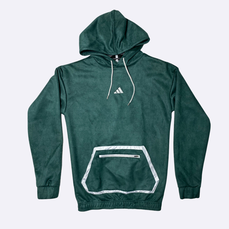 Men's Velvet Pullover Hoodie with Zipped Pocket