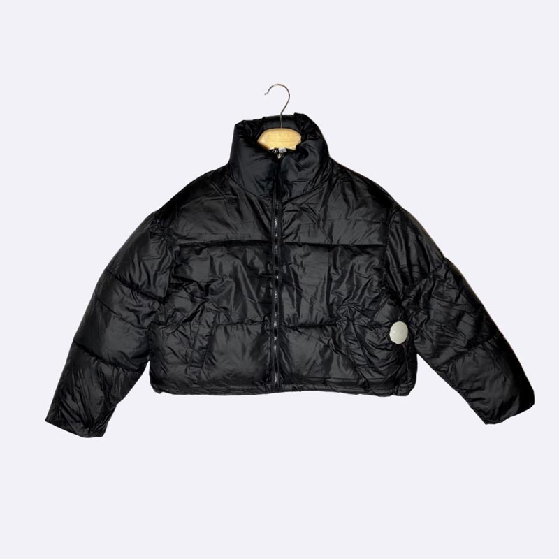 Womens Cropped Puffer Jacket with High Collar