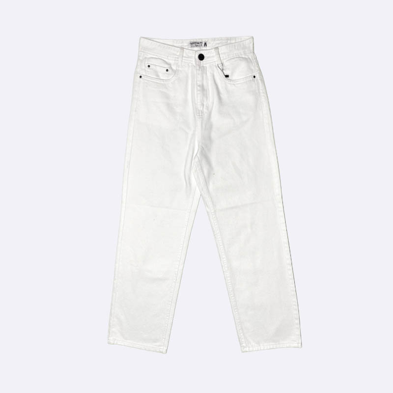 Women's High-Waist White Straight Leg Jeans