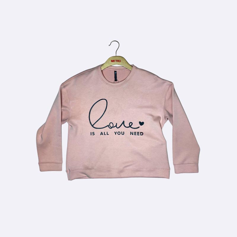 Women's Pink Graphic Print Crewneck Sweatshirt