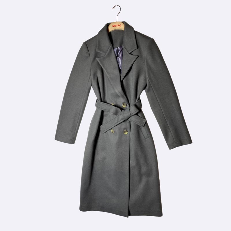 Longline Belted Double-Breasted Women's Coat