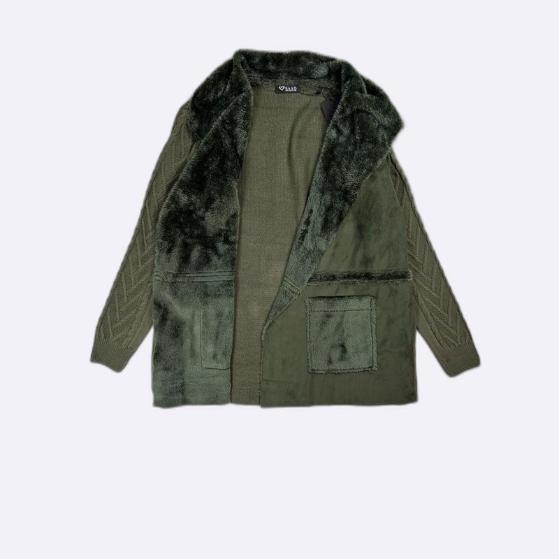 Faux Fur Trim Knit Cardigan