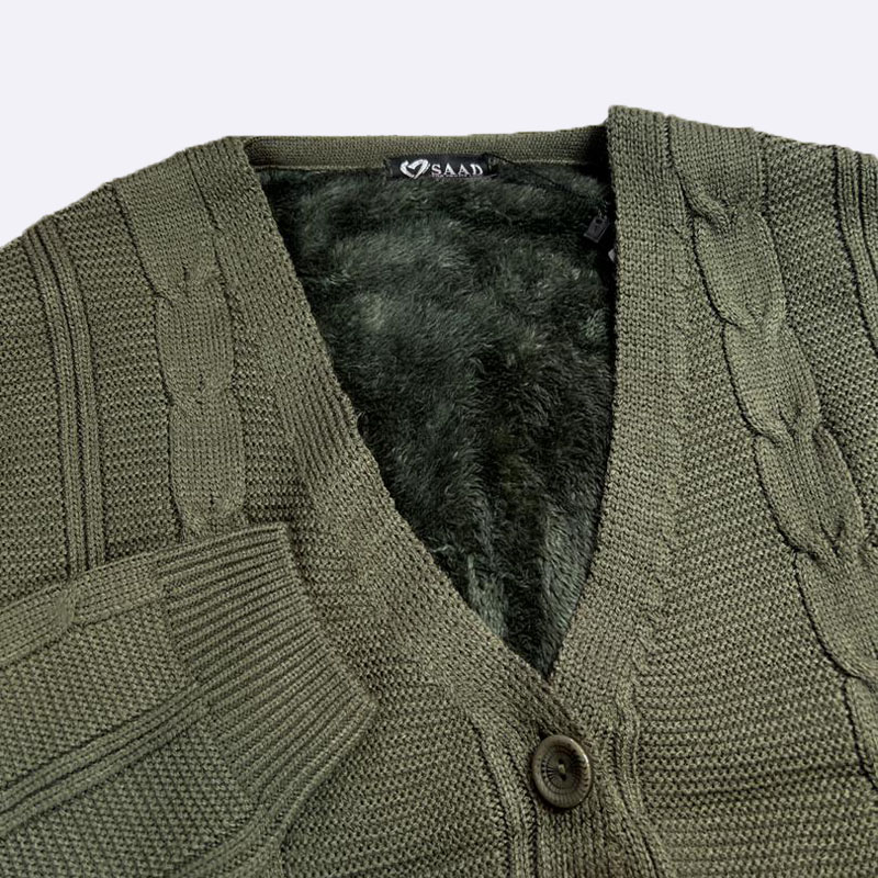 Cozy Plush-Lined Knit Cardigan