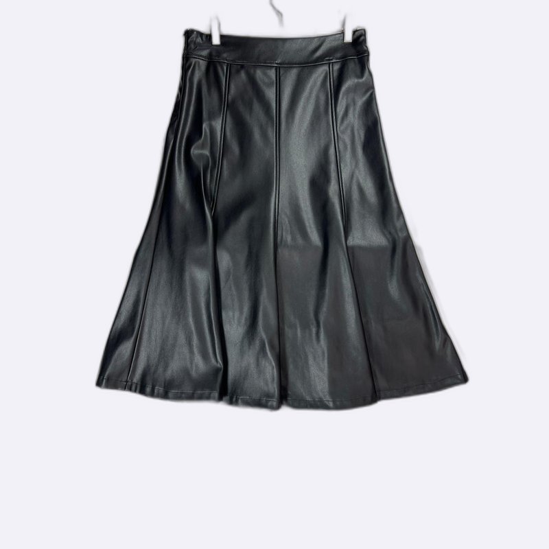 Sleek Faux Leather A-Line Midi Skirt