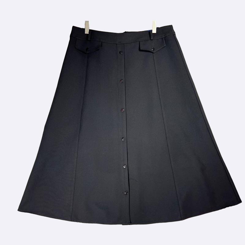 Button-Front A-Line Midi Skirt