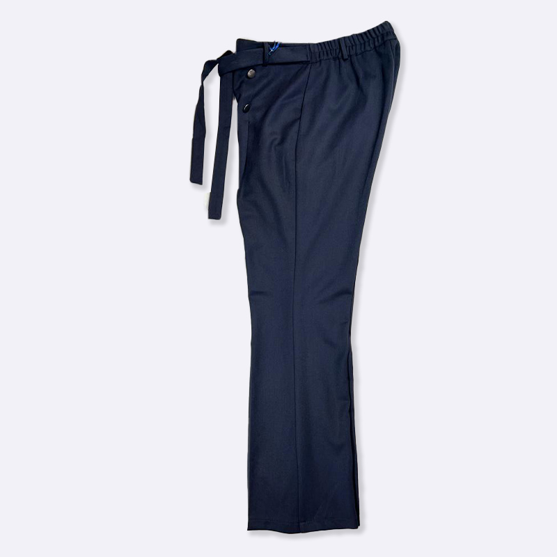 Belted High-Waisted Flare Trousers