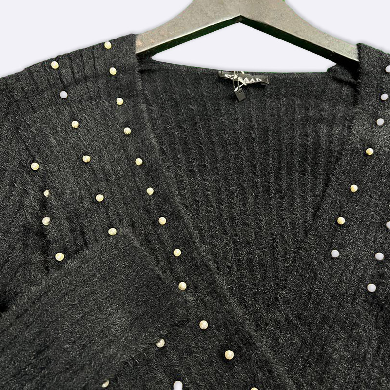 Pearl Embellished Ribbed Knit Bodysuit