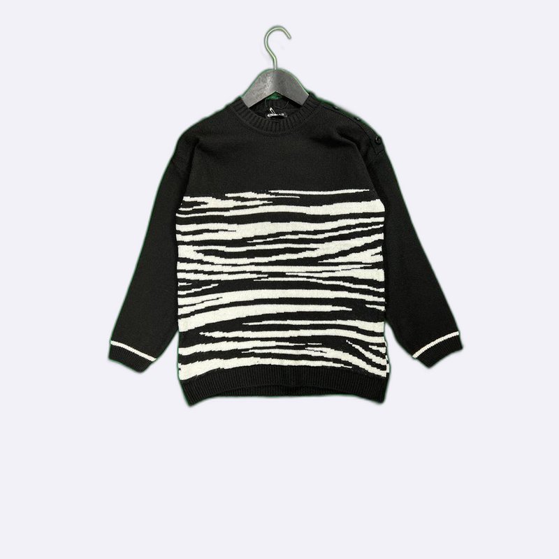 Striped Shoulder Button Knit Sweater