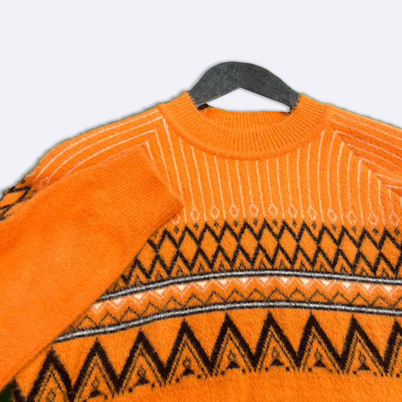 Retro Orange Geometric Sweater