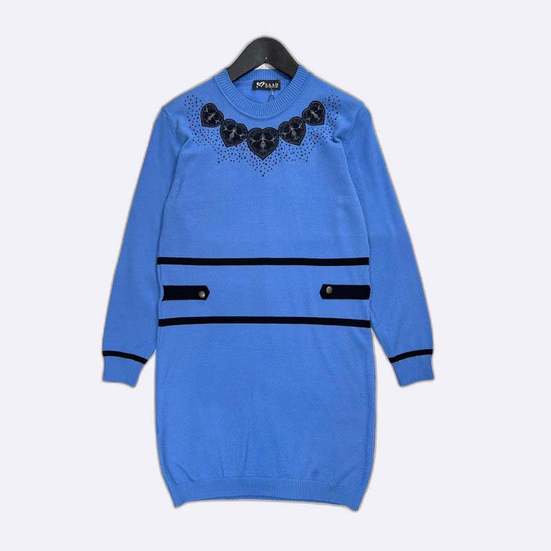 Heart Embellished Knit Mini Dress