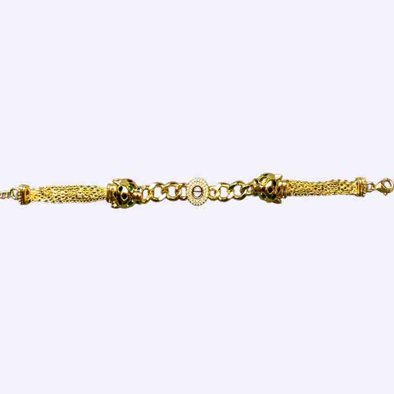 Double Panther Head Multi-Chain Bracelet