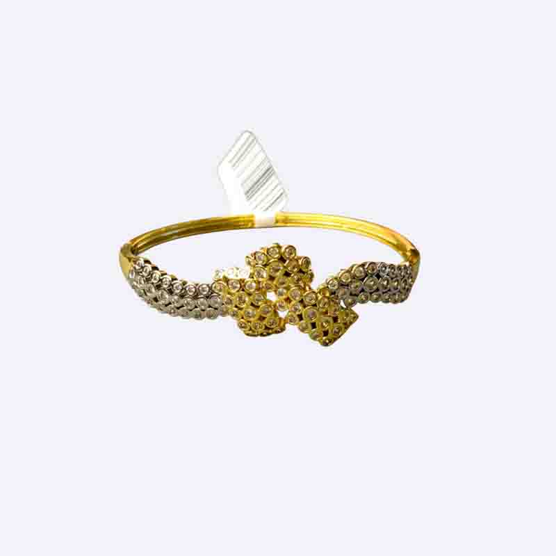 Dual-Tone Pave Flower Bangle