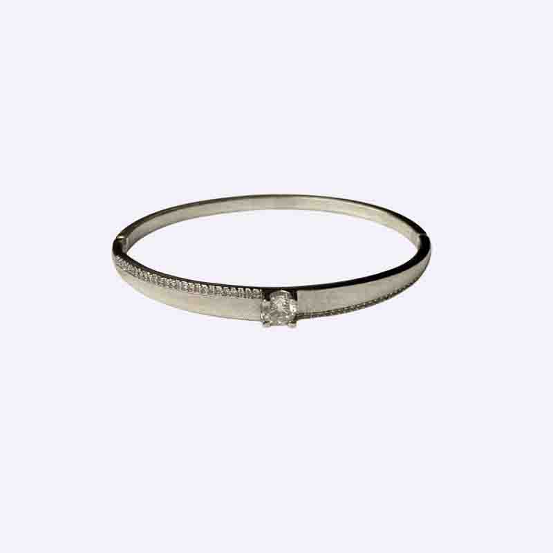 Logo Plate and Baguette Stone Bangle