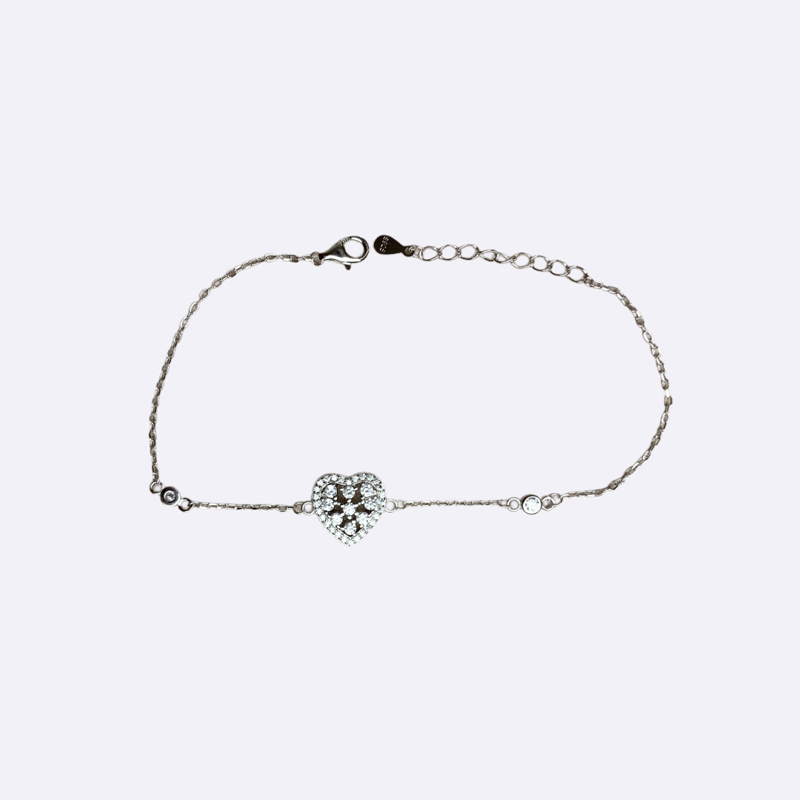 Pave Heart Chain Bracelet