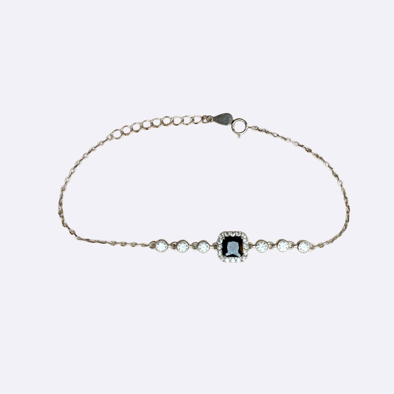 Women's Silver Bracelet with Black Stone