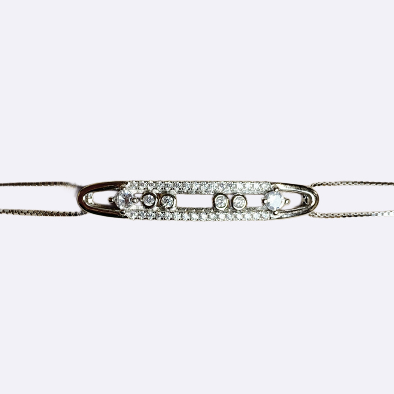 Silver Slider Bracelet with Floating Stones