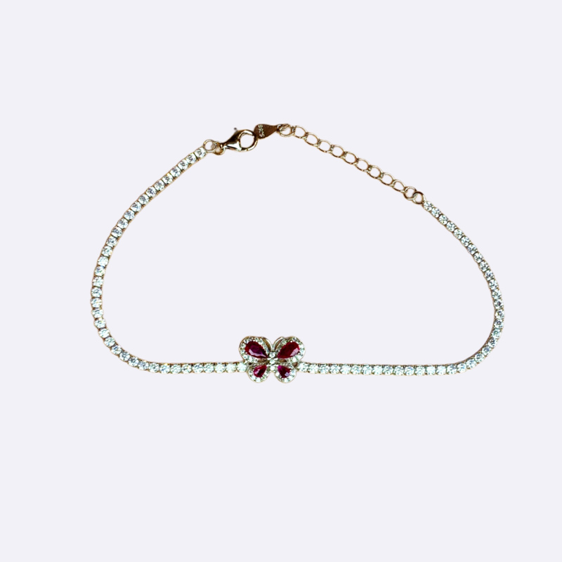 Bracelet with Red Butterfly Pendant