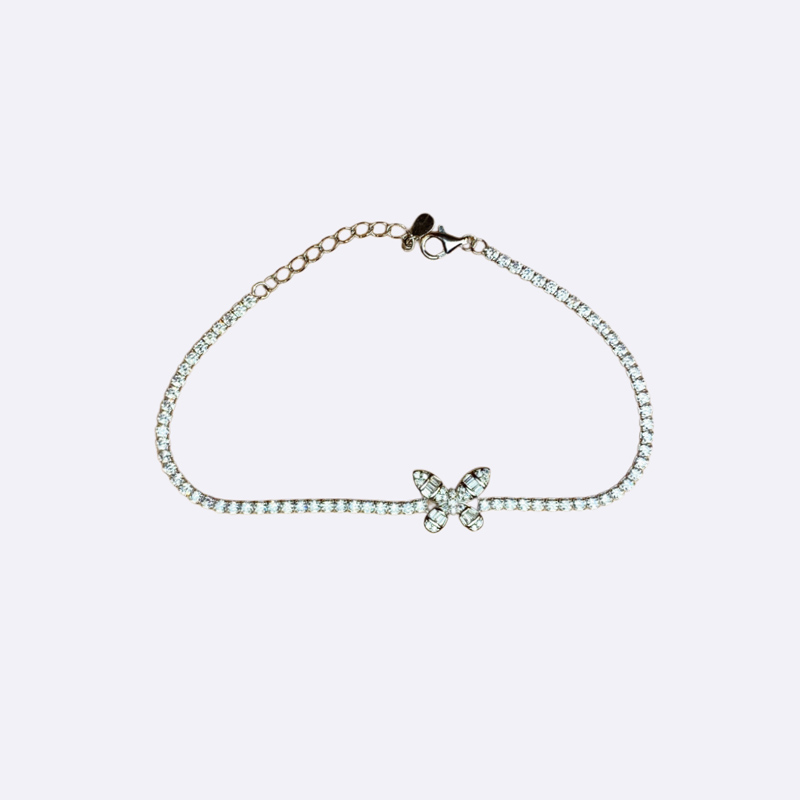 Pave Tennis Bracelet with Butterfly Solitaire