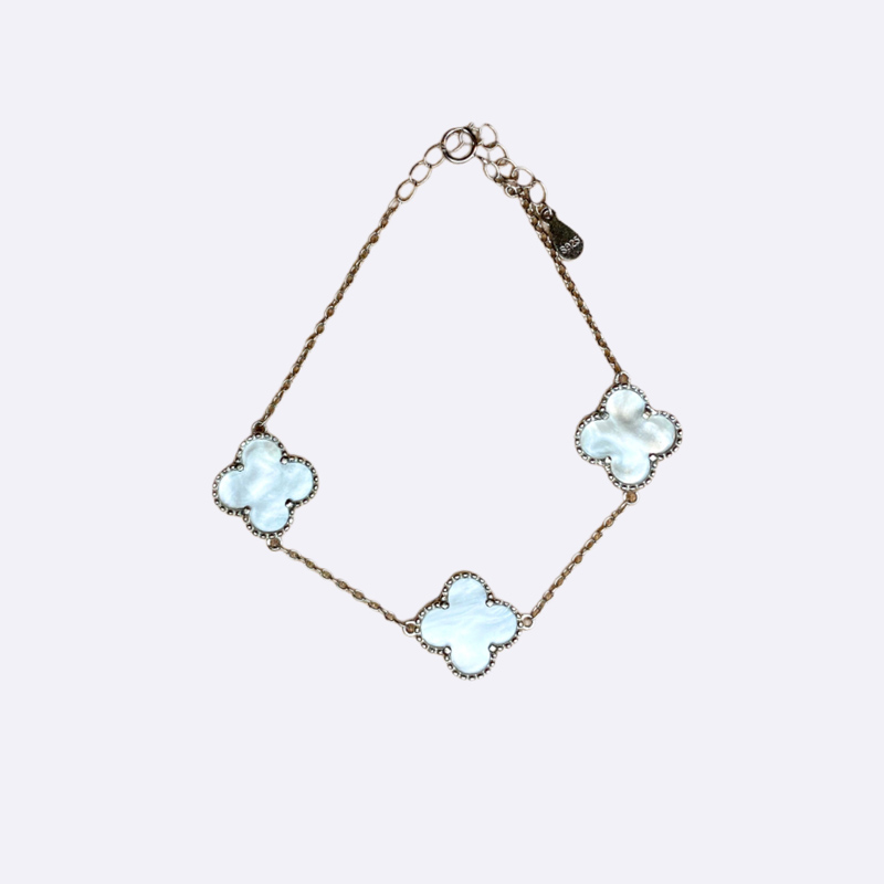 Mother of Pearl Clover Link Bracelet (3 Charms)