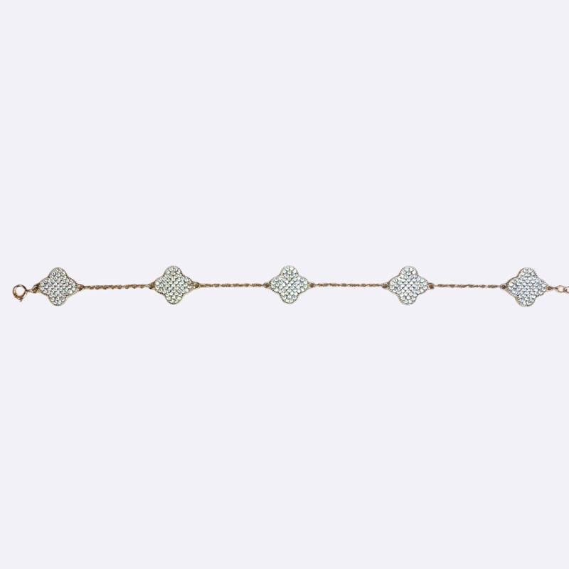 Full Pave Clover Link Bracelet (4 Charms)