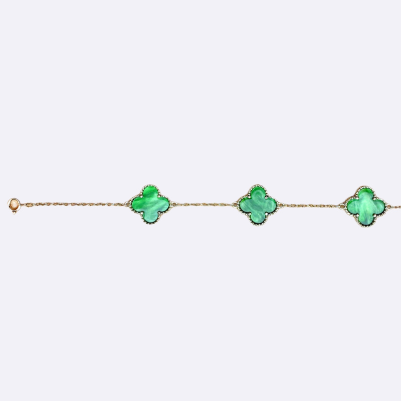 Malachite Clover Link Bracelet (3 Charms)